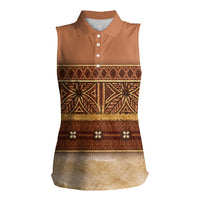 Polynesian Princess Inspired Cosplay Costume Women Sleeveless Polo Shirt Traditional Tapa Pattern