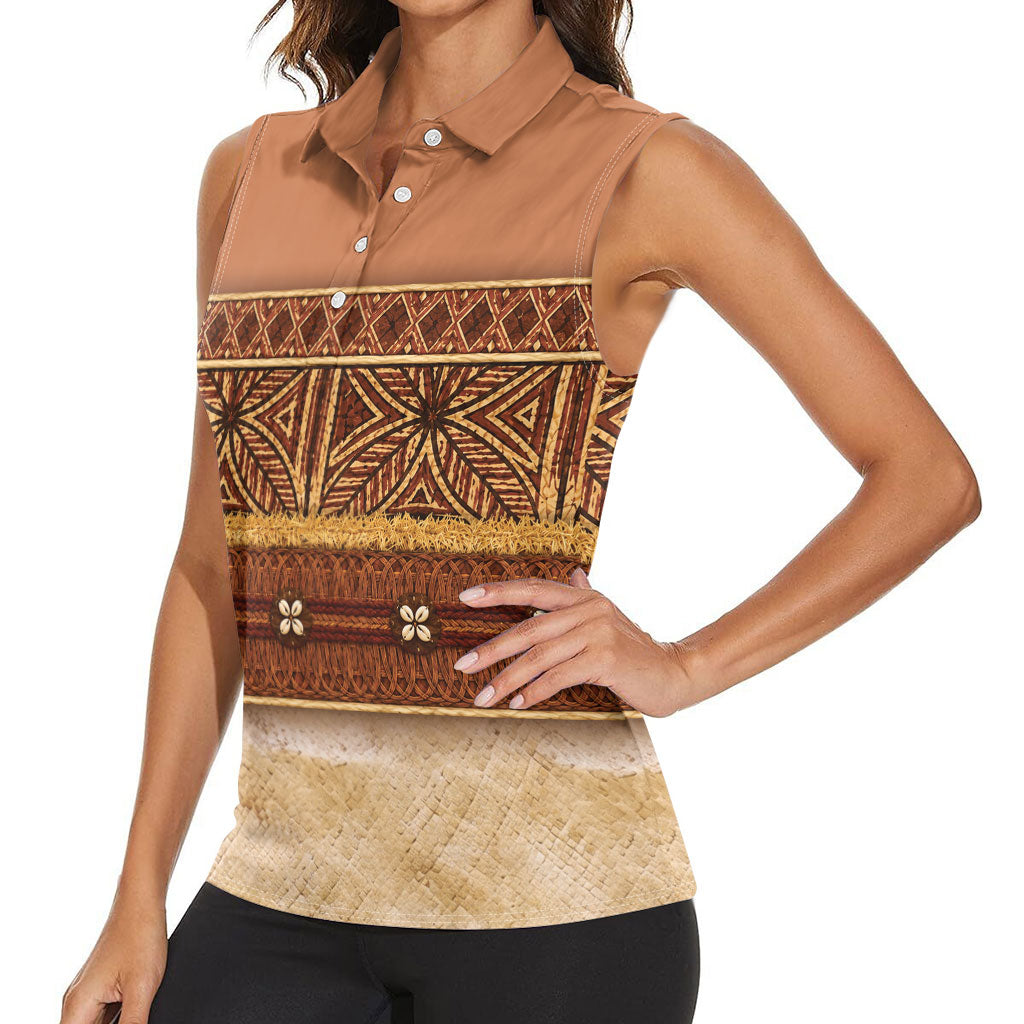 Polynesian Princess Inspired Cosplay Costume Women Sleeveless Polo Shirt Traditional Tapa Pattern