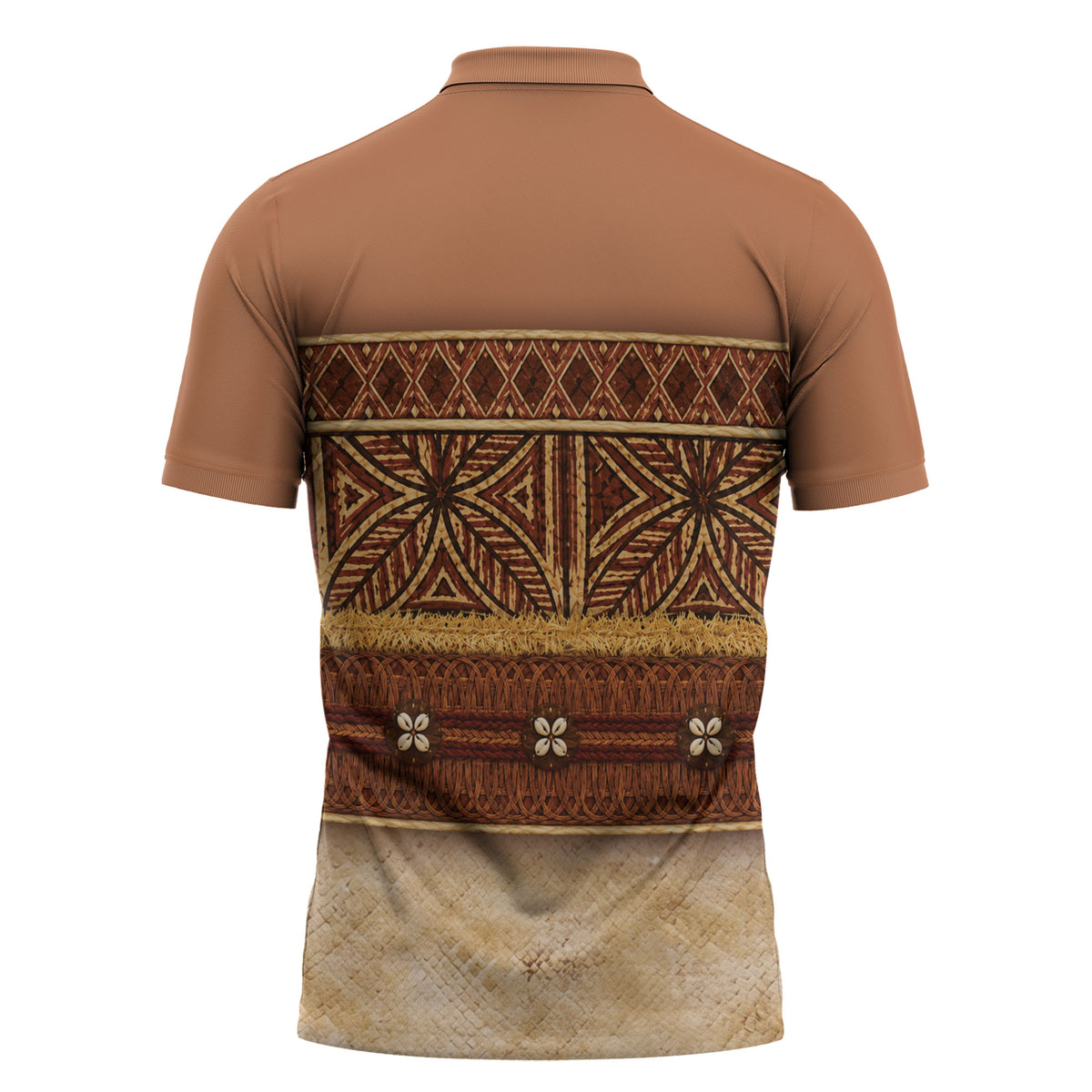 Polynesian Princess Inspired Cosplay Costume Zipper Polo Shirt Traditional Tapa Pattern