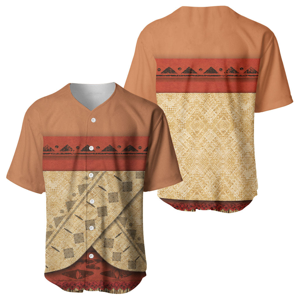 Island Elder Inspired Costume Baseball Jersey Polynesian Tribal Pattern
