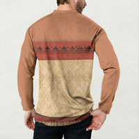 Island Elder Inspired Costume Button Sweatshirt Polynesian Tribal Pattern