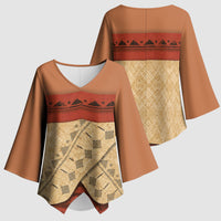 Island Elder Inspired Costume Kimono Sleeve Blouse Polynesian Tribal Pattern