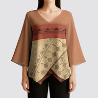 Island Elder Inspired Costume Kimono Sleeve Blouse Polynesian Tribal Pattern