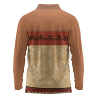 Island Elder Inspired Costume Long Sleeve Polo Shirt Polynesian Tribal Pattern