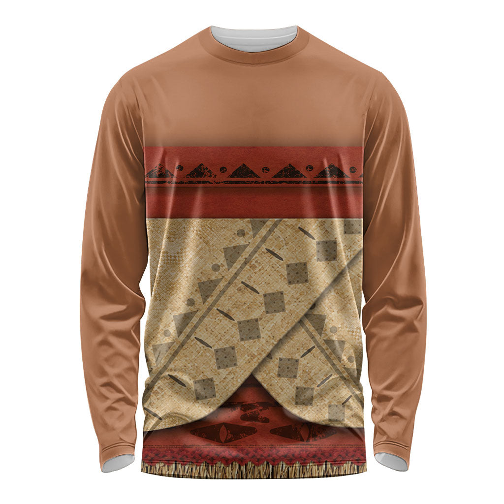 Island Elder Inspired Costume Long Sleeve Shirt Polynesian Tribal Pattern