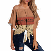 Island Elder Inspired Costume Off Shoulder Wrap Waist Top Polynesian Tribal Pattern