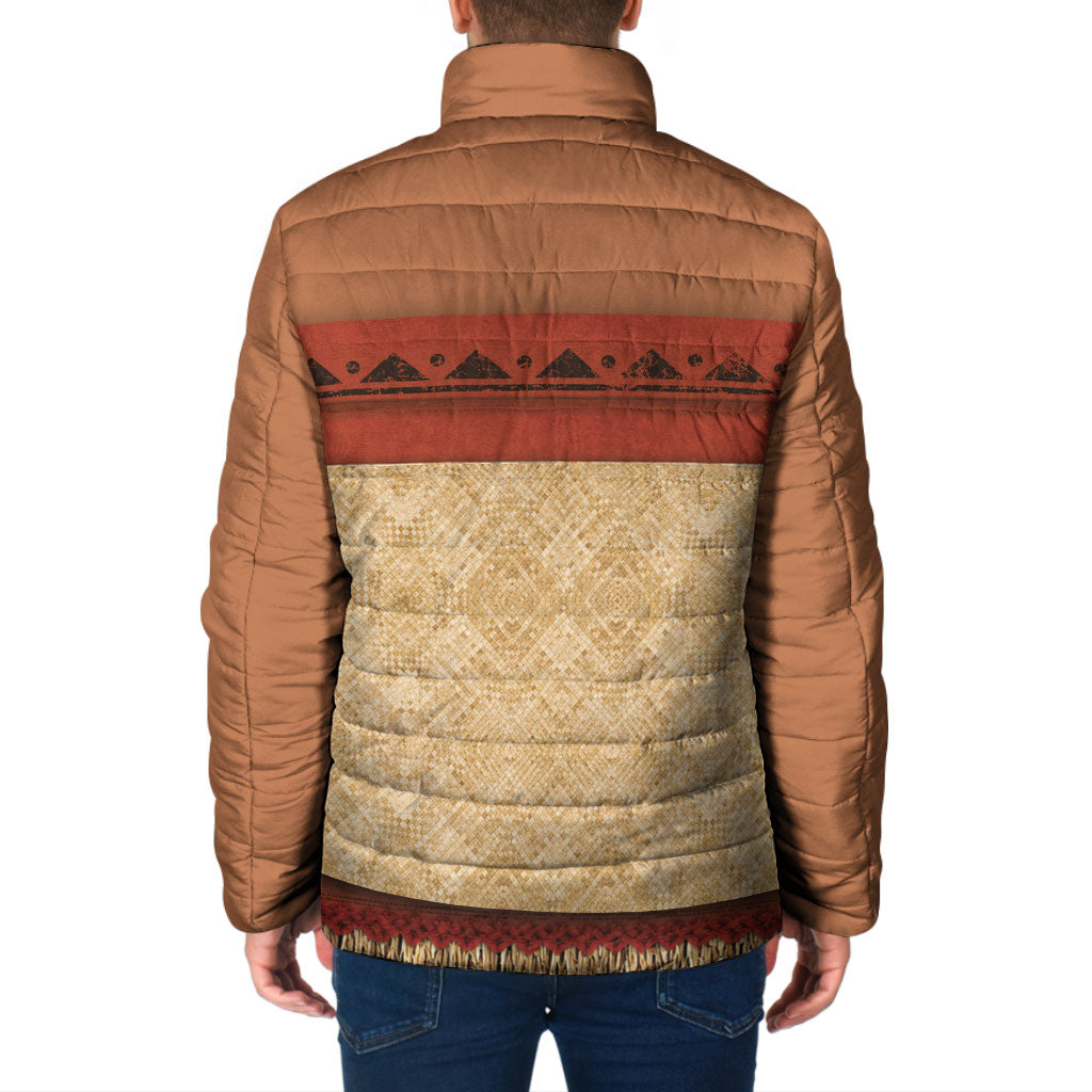Island Elder Inspired Costume Padded Jacket Polynesian Tribal Pattern