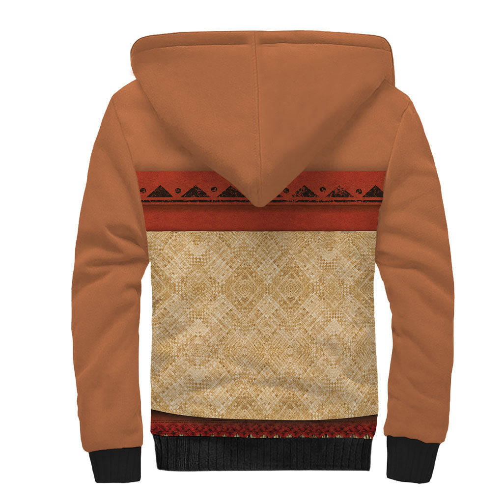 Island Elder Inspired Costume Sherpa Hoodie Polynesian Tribal Pattern