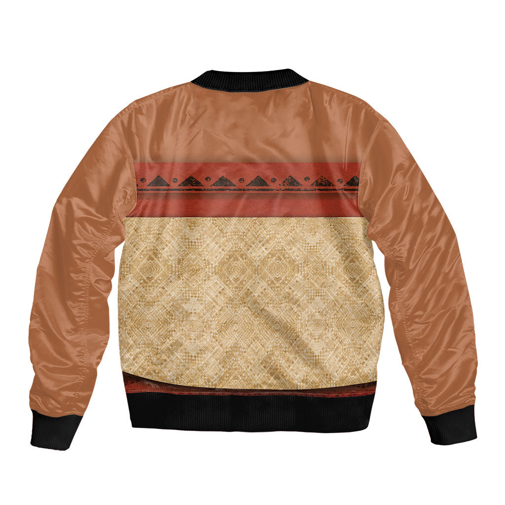 Island Elder Inspired Costume Sleeve Zip Bomber Jacket Polynesian Tribal Pattern