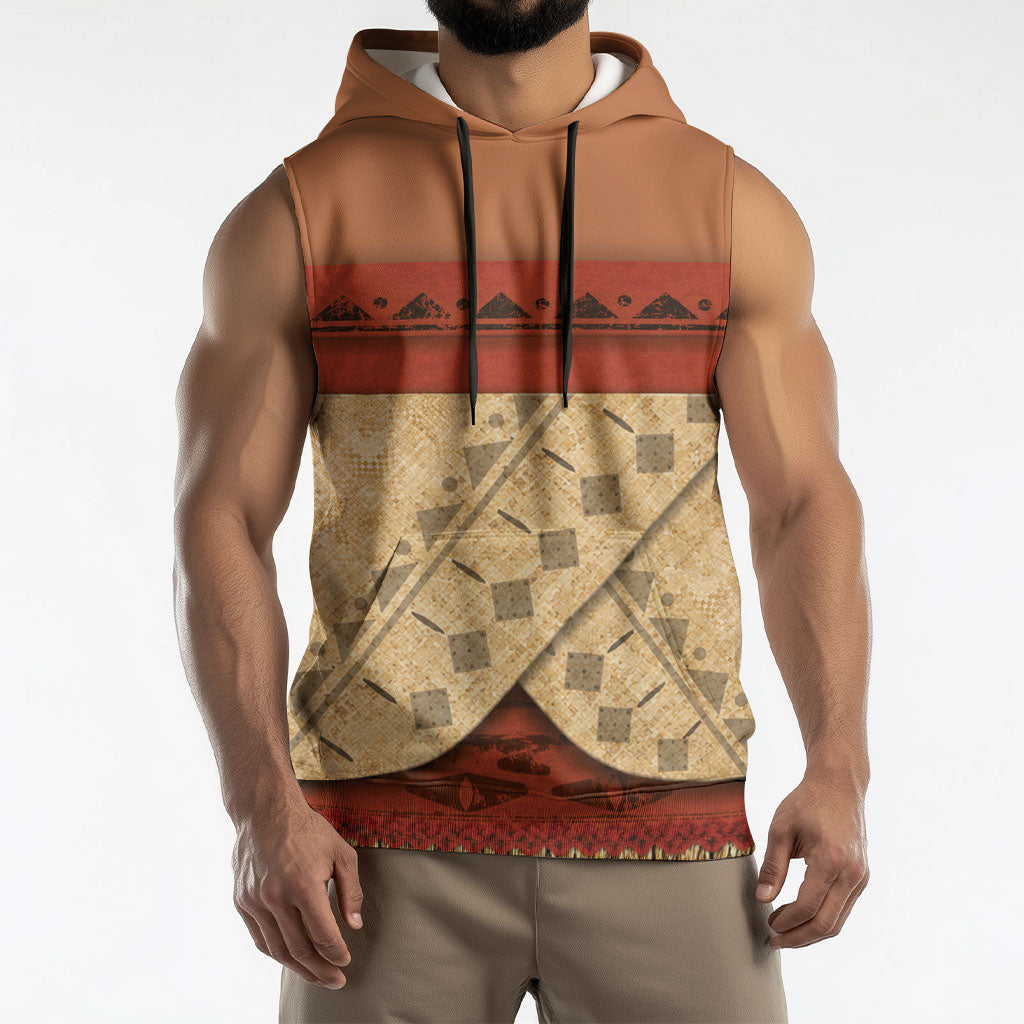 Island Elder Inspired Costume Sleeveless Hoodie Polynesian Tribal Pattern