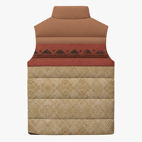 Island Elder Inspired Costume Sleeveless Puffer Jacket Polynesian Tribal Pattern