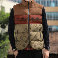 Island Elder Inspired Costume Sleeveless Puffer Jacket Polynesian Tribal Pattern