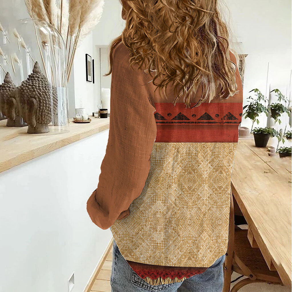 Island Elder Inspired Costume Women Casual Shirt Polynesian Tribal Pattern