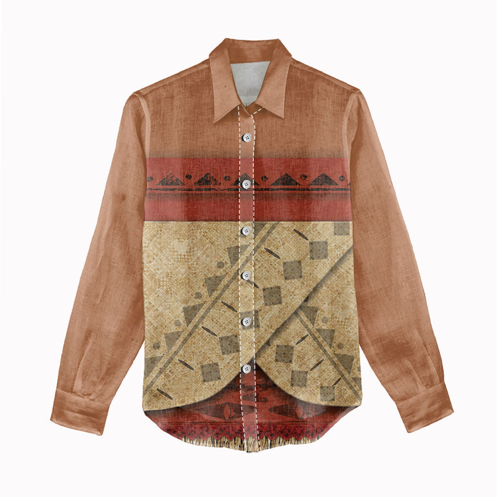 Island Elder Inspired Costume Women Casual Shirt Polynesian Tribal Pattern
