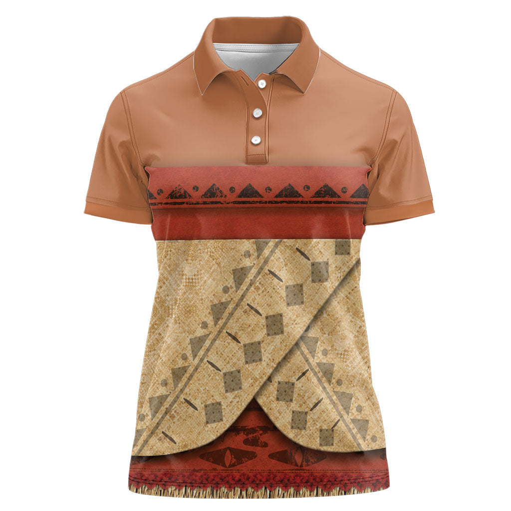 Island Elder Inspired Costume Women Polo Shirt Polynesian Tribal Pattern