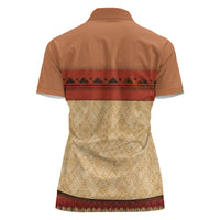Island Elder Inspired Costume Women Polo Shirt Polynesian Tribal Pattern