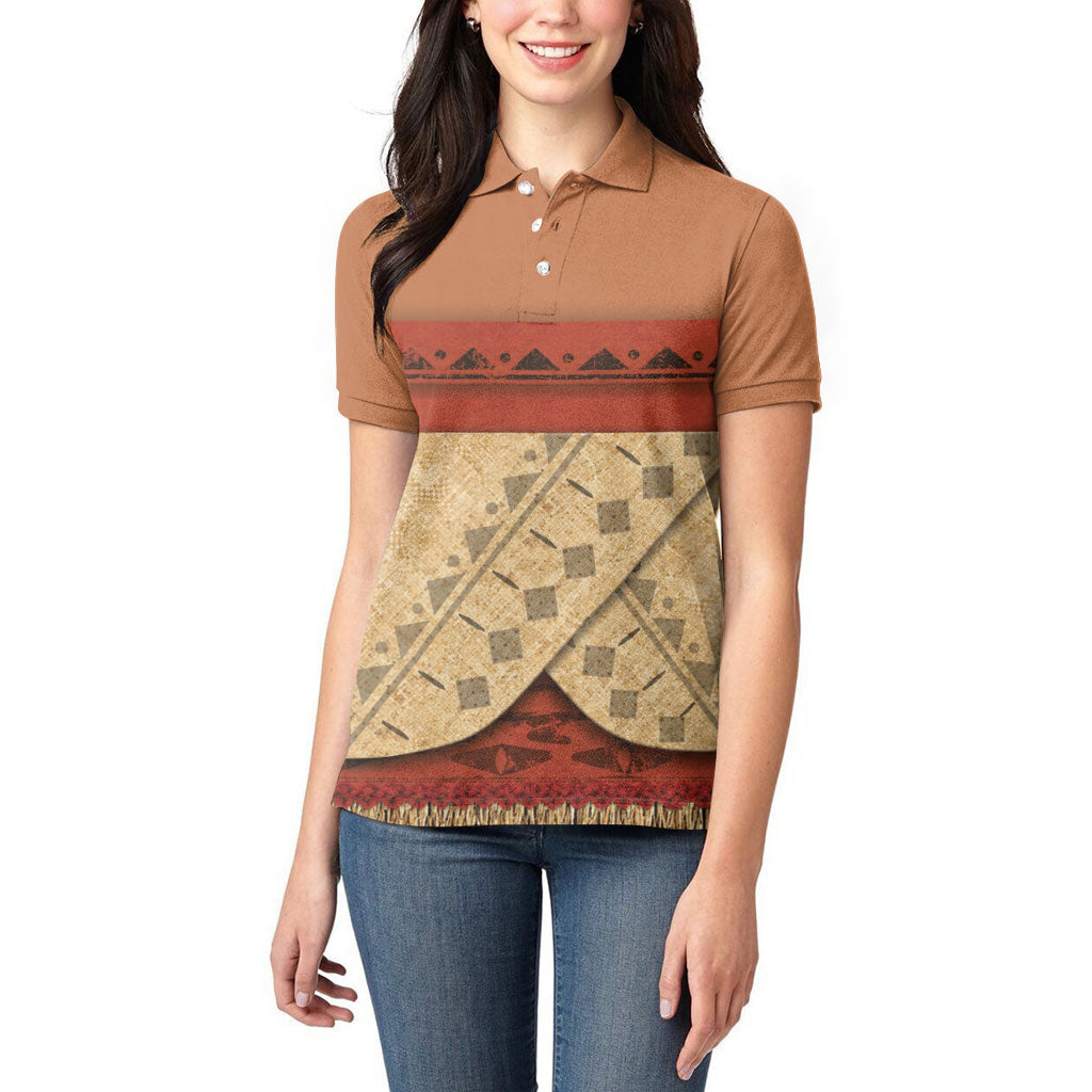 Island Elder Inspired Costume Women Polo Shirt Polynesian Tribal Pattern