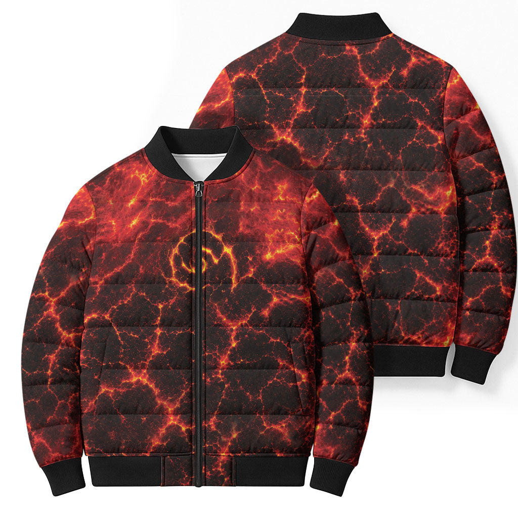 Lava Monster Costume Bomber Puffer Jacket Fiery Lava Spiral