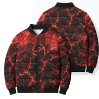 Lava Monster Costume Bomber Puffer Jacket Fiery Lava Spiral