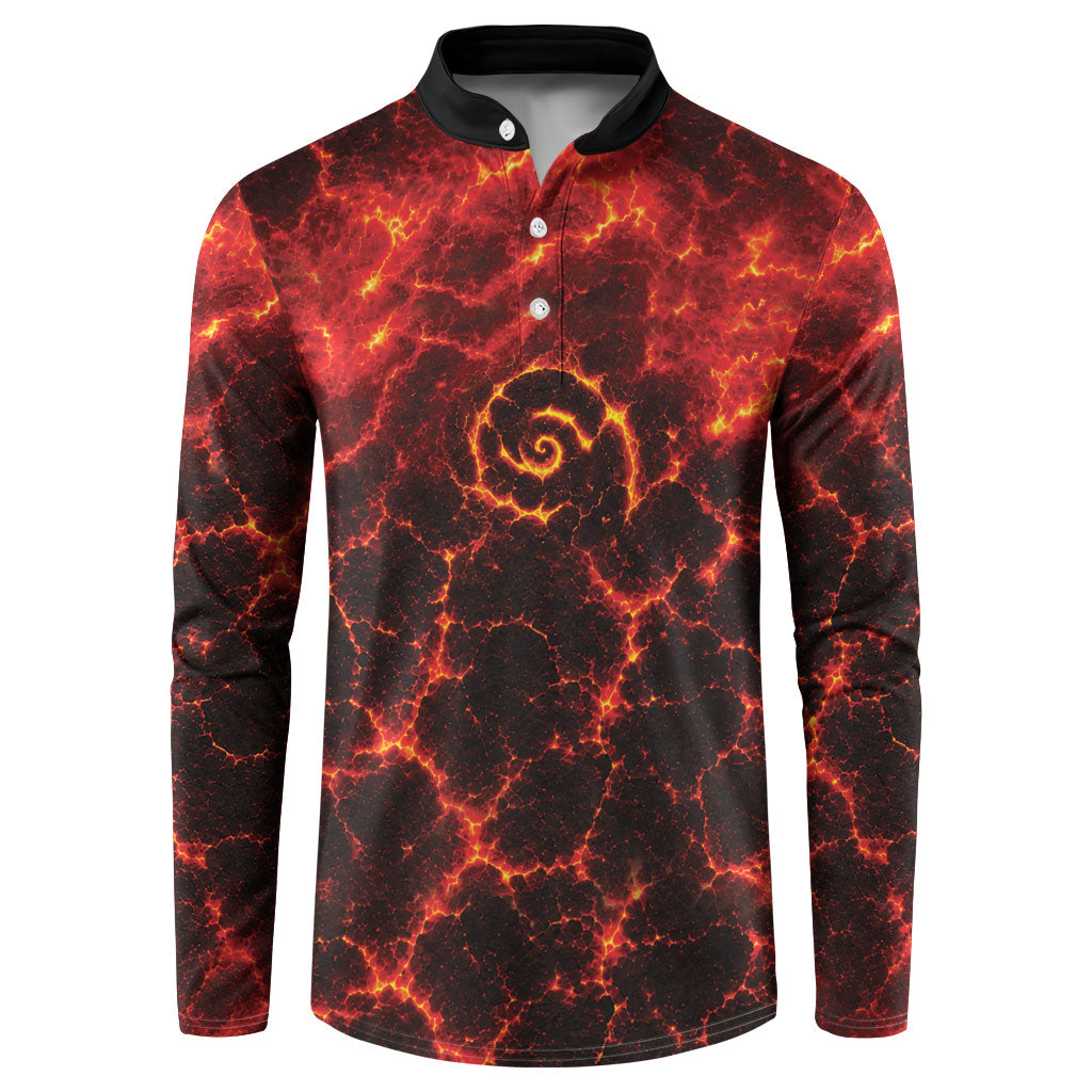 Lava Monster Costume Button Sweatshirt Fiery Lava Spiral