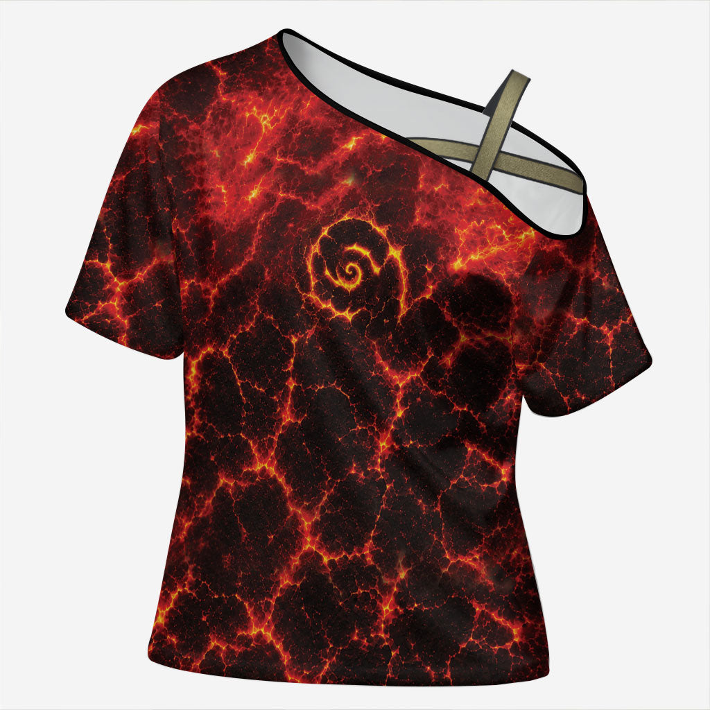 Lava Monster Costume Cross Shoulder Shirt Fiery Lava Spiral