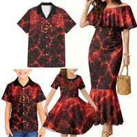 Lava Monster Costume Family Matching Mermaid Dress and Hawaiian Shirt Fiery Lava Spiral
