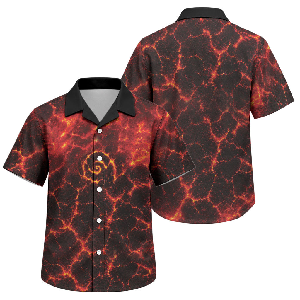 Lava Monster Costume Family Matching Off Shoulder Maxi Dress and Hawaiian Shirt Fiery Lava Spiral