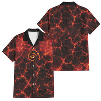Lava Monster Costume Family Matching Short Sleeve Bodycon Dress and Hawaiian Shirt Fiery Lava Spiral