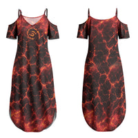 Lava Monster Costume Family Matching Summer Maxi Dress and Hawaiian Shirt Fiery Lava Spiral
