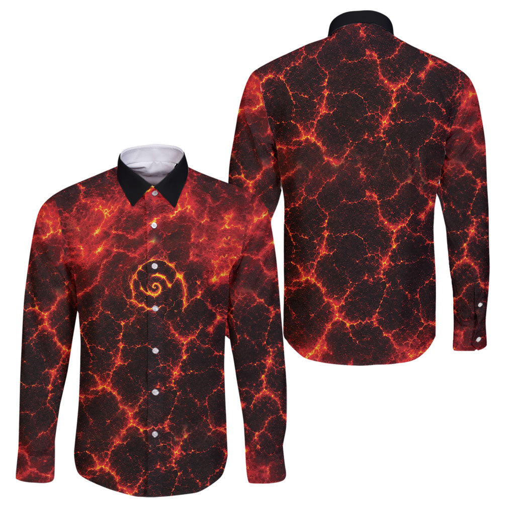 Lava Monster Costume Family Matching Tank Maxi Dress and Hawaiian Shirt Fiery Lava Spiral
