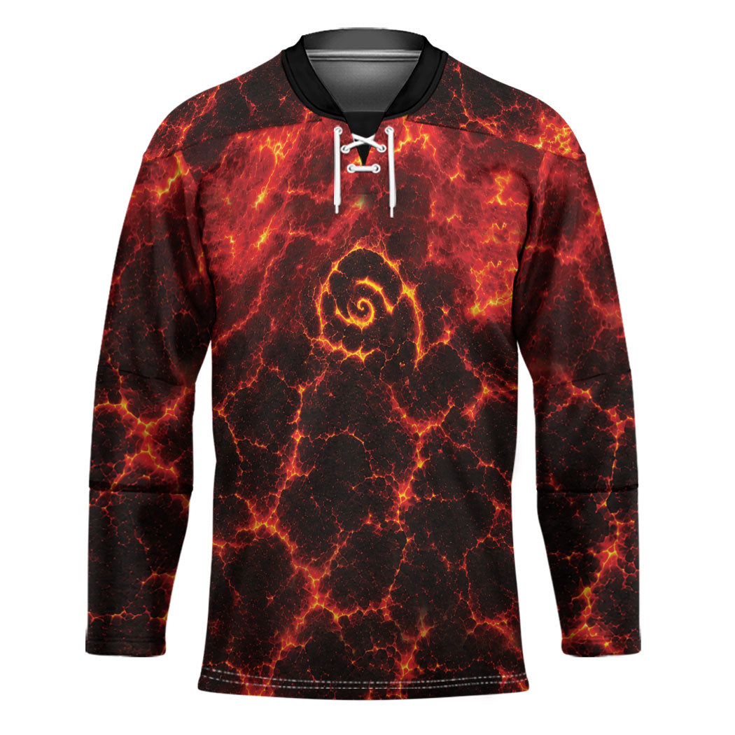 Lava Monster Costume Hockey Jersey Fiery Lava Spiral