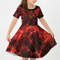Lava Monster Costume Kid Short Sleeve Dress Fiery Lava Spiral