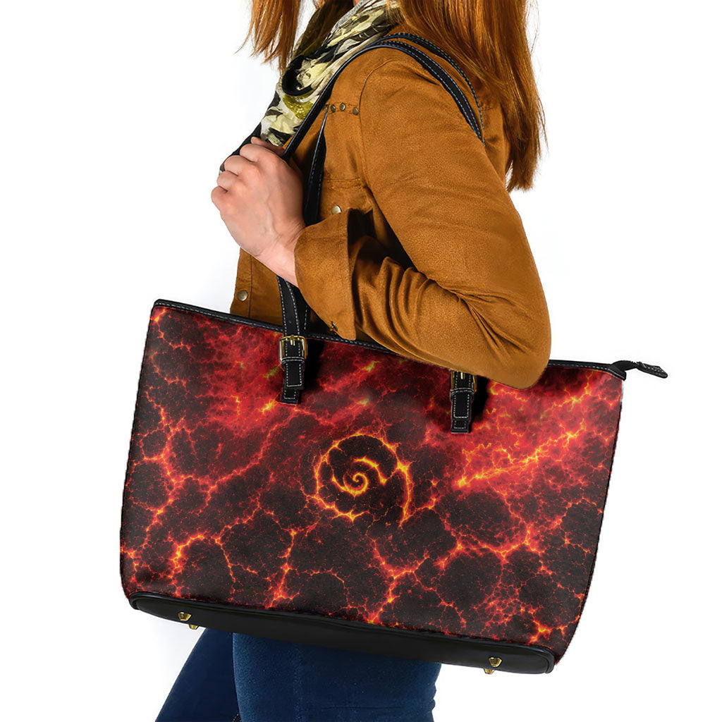 Lava Monster Costume Leather Tote Bag Fiery Lava Spiral
