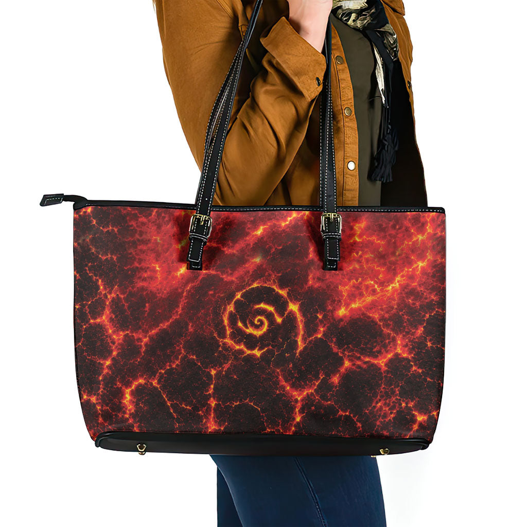 Lava Monster Costume Leather Tote Bag Fiery Lava Spiral