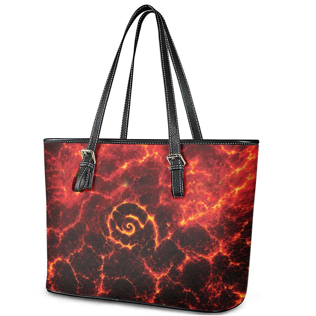 Lava Monster Costume Leather Tote Bag Fiery Lava Spiral