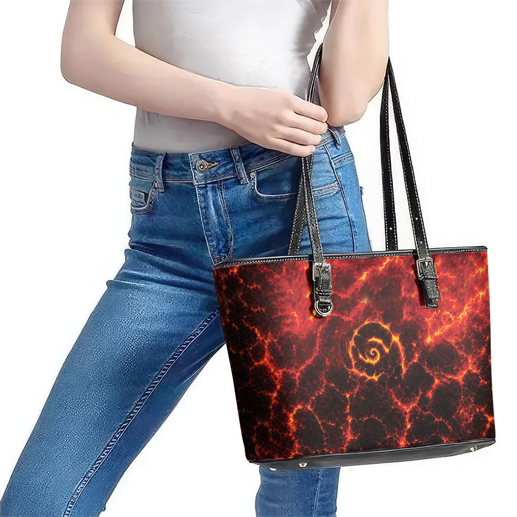 Lava Monster Costume Leather Tote Bag Fiery Lava Spiral