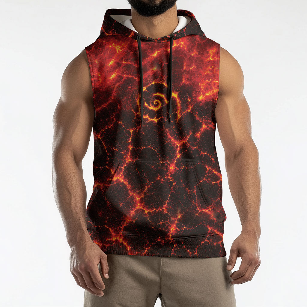 Lava Monster Costume Sleeveless Hoodie Fiery Lava Spiral