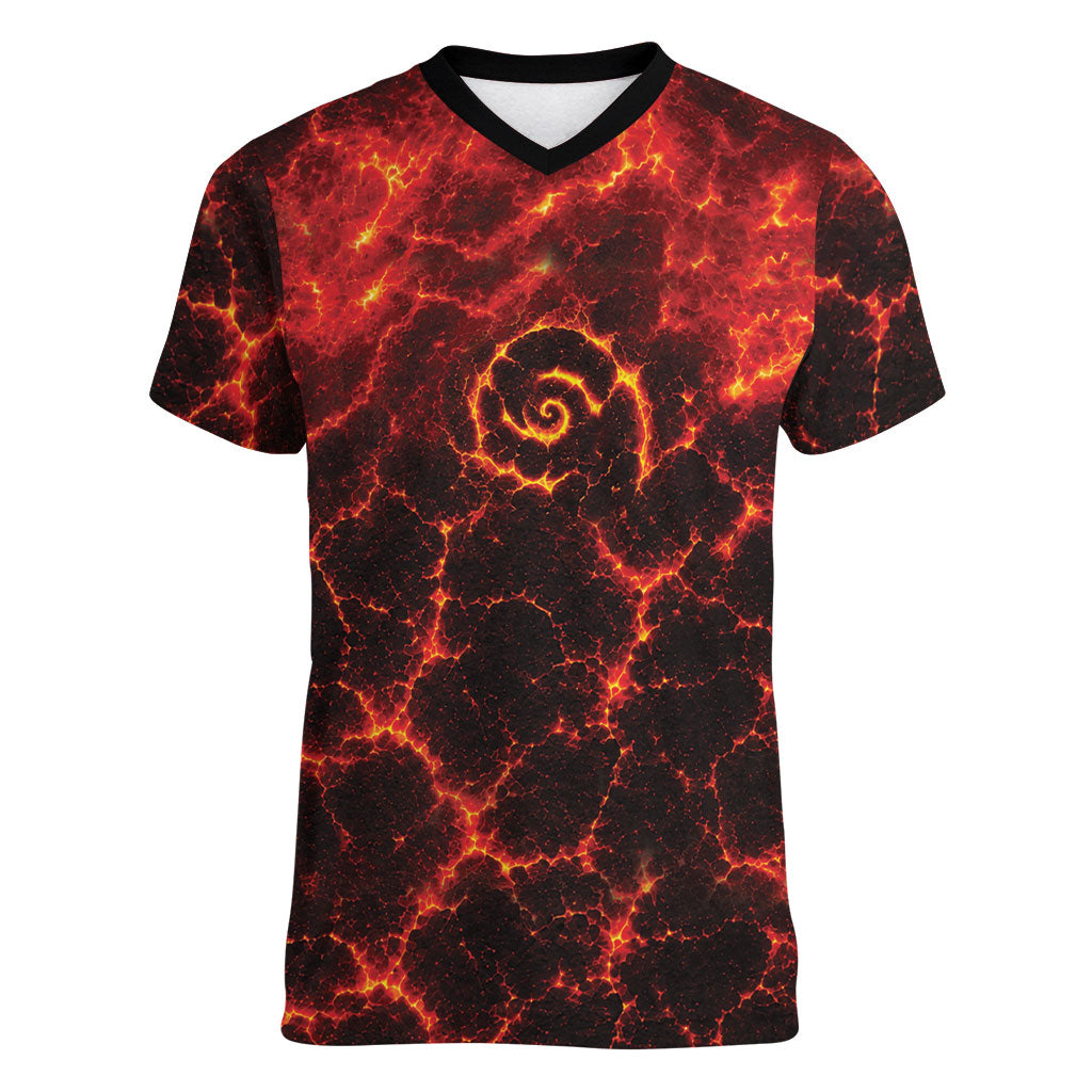 Lava Monster Costume Women V-Neck T-Shirt Fiery Lava Spiral