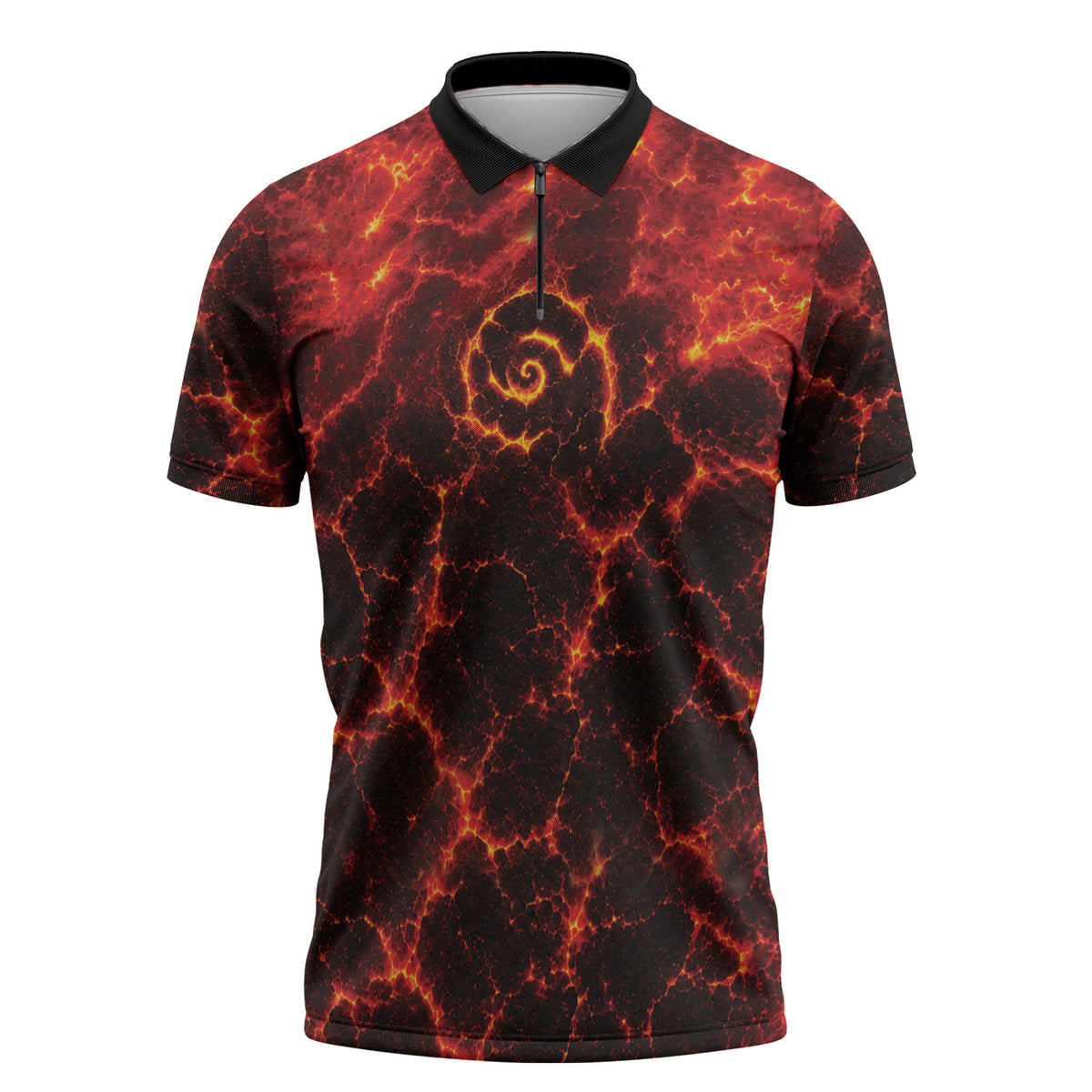 Lava Monster Costume Zipper Polo Shirt Fiery Lava Spiral