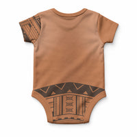 Polynesian Chief Inspired Costume Baby Onesie Tribal Pattern With Tooth Necklace