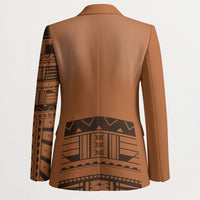 Polynesian Chief Inspired Costume Blazer Tribal Pattern With Tooth Necklace