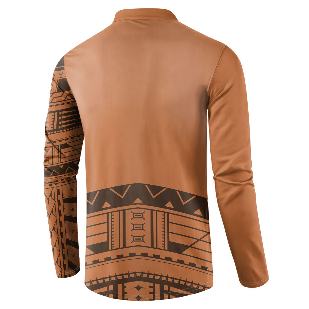 Polynesian Chief Inspired Costume Button Sweatshirt Tribal Pattern With Tooth Necklace