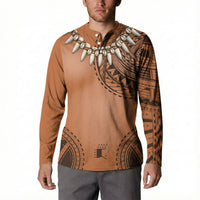 Polynesian Chief Inspired Costume Button Sweatshirt Tribal Pattern With Tooth Necklace
