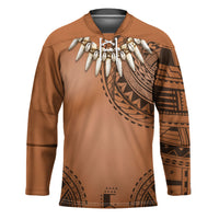 Polynesian Chief Inspired Costume Hockey Jersey Tribal Pattern With Tooth Necklace