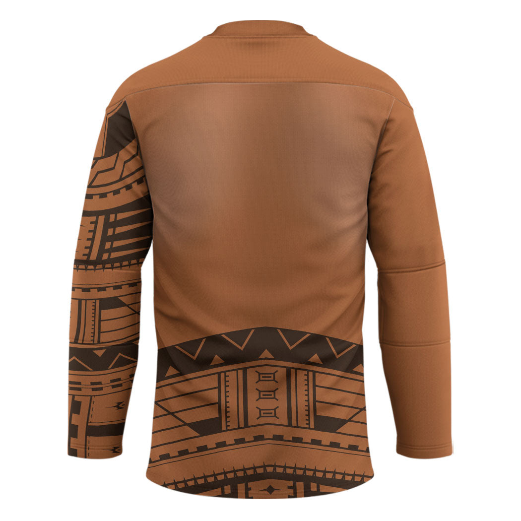 Polynesian Chief Inspired Costume Hockey Jersey Tribal Pattern With Tooth Necklace