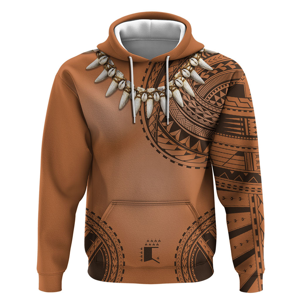 Polynesian Chief Inspired Costume Hoodie Tribal Pattern With Tooth Necklace