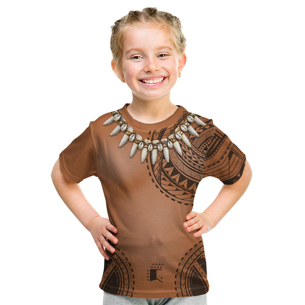 Polynesian Chief Inspired Costume Kid T Shirt Tribal Pattern With Tooth Necklace