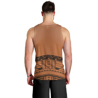 Polynesian Chief Inspired Costume Men Tank Top Tribal Pattern With Tooth Necklace