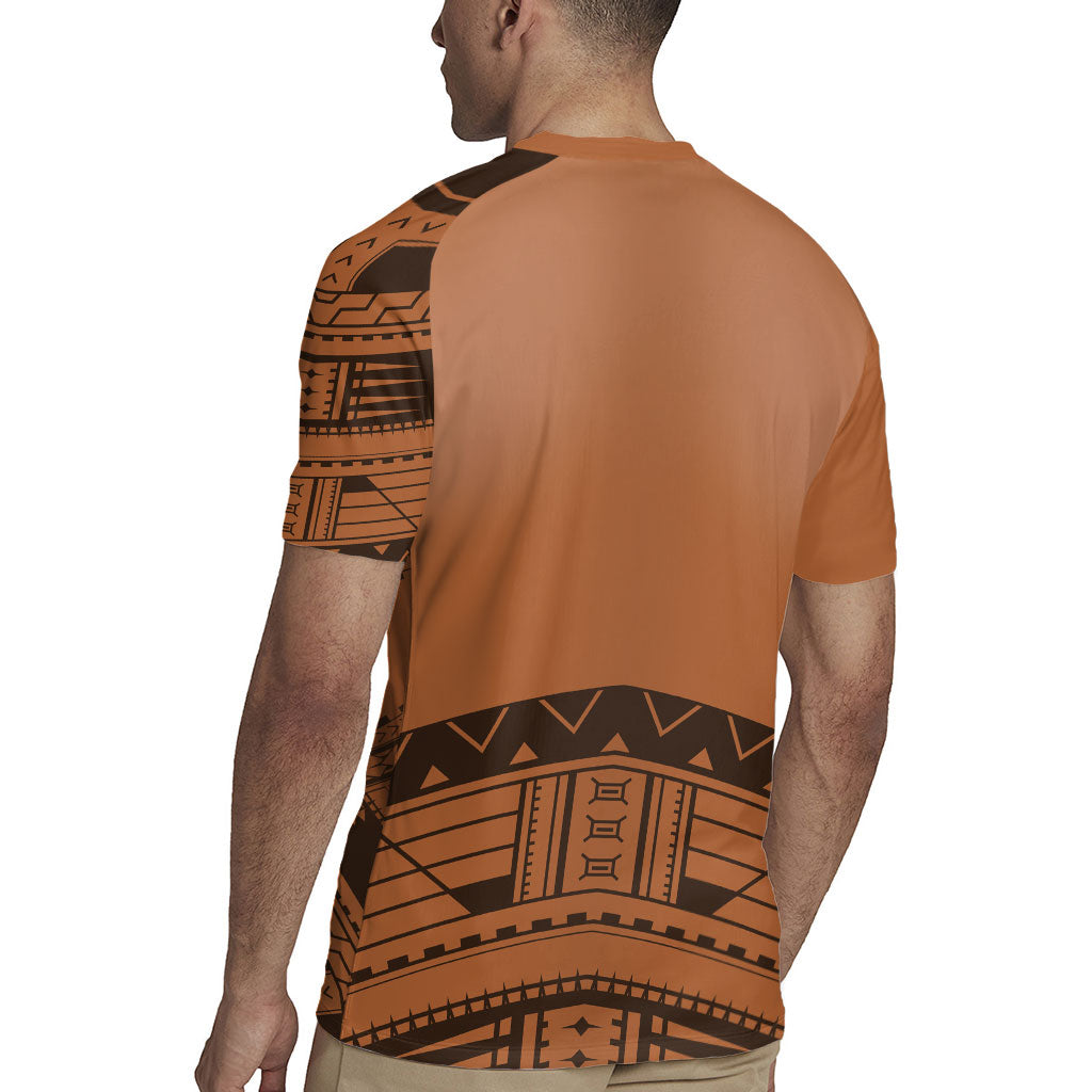 Polynesian Chief Inspired Costume Rugby Jersey Tribal Pattern With Tooth Necklace
