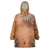 Polynesian Chief Inspired Costume Wearable Blanket Hoodie Tribal Pattern With Tooth Necklace